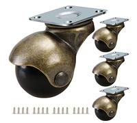 Ruote girevoli a sfera da 5,1 cm, perfette per piccoli divani, armadi, cassettiere, cestini, set di 4 ruote girevoli che non lasciano segni, viti incluse