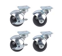 Ruote girevoli a sfera nere da 50 mm, un set di 4, ruote girevoli per sostituire la ruota vecchia, ruote girevoli (con freno/senza freno), capacità di carico della ruota singola 25 kg/4 Er (