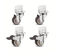 Ruote girevoli a stelo, 4 pezzi 1/1.25/1.5/2 pollici ruote girevoli for montaggio laterale a forma di L piccole ruote for i in gomma rotelle girevoli for carrello armadio(2 Universal 2 Brake,1.0 Inch)