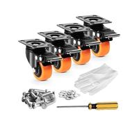 Ruote girevoli a Stelo, Set di 4 Ruote girevoli con Piastra Girevole da 2/4/5 Pollici con Ruote girevoli in PVC a Doppio bloccaggio di Sicurezza for banco da Lavoro for mobili del Carrello(4 in)