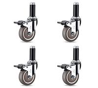 Ruote girevoli a tubo tondo con freni, ruote con tubo di espansione M12x60, cuscinetti a sfere per impieghi gravosi Ruote mute per carrelli, banco da lavoro, attrezzature - 4 pezzi (3 pollici 25 mm)