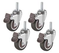 Ruote girevoli con freno, ruote in gomma da 25 mm, 38 mm e 50 mm, ruote for mobili con rotazione a 360°, set da 4, stelo standard M6/M8, portata 90 kg, cuscinetti a sfera(4 Brake,1inch)
