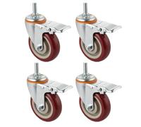Ruote girevoli con stelo da 4" Set di 4 ruote girevoli silenziose a 360° con doppia leva di bloccaggio for carrelli della spesa, mobili(M10)
