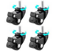 Ruote girevoli, Confezione da 4 ruote girevoli con freno di bloccaggio, stelo filettato M6/M8/M10, nere(4brakes,M8)