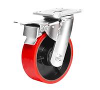 Ruote Girevoli da 4/5/6/8 Pollici, Poliuretano con Anima in Ferro per Impieghi Gravosi/Industriale/Freno/Fisso/Rosso, Ruote di Ricambio per Carrello/Tavolo/Vetrina, 1pcs Brake, 200mm/8inch