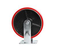 Ruote Girevoli da 4/5/6/8 Pollici, Poliuretano con Anima in Ferro per Impieghi Gravosi/Industriale/Freno/Fisso/Rosso, Ruote di Ricambio per Carrello/Tavolo/Vetrina, 1pcs Fixed, 125mm/5inch
