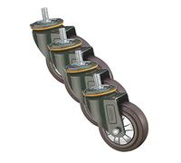 Ruote girevoli di ricambio, Rotelle Industriali, Rotelle con Stelo Filettato, Ruota Girevole, Rotelle for Carichi Pesanti con Freno, Confezione da 4, Rotelle for Trolley