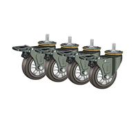 Ruote girevoli di ricambio, Rotelle Industriali, Rotelle con Stelo Filettato, Ruota Girevole, Rotelle for Carichi Pesanti con Freno, Confezione da 4, Rotelle for Trolley