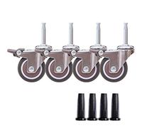 Ruote girevoli di ricambio, Set di 4 rotelle for culla, rotelle girevoli in gomma con freno, con stelo filettato M7/M7.4/M8 e presa, carico 80 kg(M7.4,50mm)