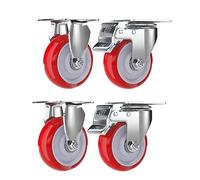 Ruote girevoli di ricambio, Set di 4 ruote girevoli silenziose for impieghi gravosi, ricambio industriali e bloccabili for armadi, pouf, panche(5",2Casters+2Locking)