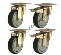 Ruote girevoli e frenate in gomma acciaio inox 125 mm 110 kg resistenti - set...