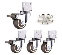 Ruote girevoli for culle, con staffa a L, ruote for mobili in gomma con freni, silenziose, cuscinetti a sfera, capacità 65 kg, confezione da 4, con viti(2brake+2universal,32MM)