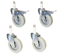 Ruote girevoli for mobili ad alta resistenza, ruote, for con stelo, stantuffo M11, set da 4, silenziose, manicotto in gomma, capacità 280 kg, for carrelli cucina e hotel(Brake+universal,11x50mm)