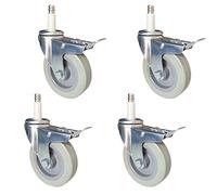 Ruote girevoli for mobili ad alta resistenza, ruote, for con stelo, stantuffo M11, set da 4, silenziose, manicotto in gomma, capacità 280 kg, for carrelli cucina e hotel(Brake,11x50mm)