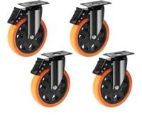 Ruote girevoli for mobili in PVC da 2-6 pollici Set di 4 rotelle girevoli con piastra girevole con blocco di sicurezza A/B antitraccia for banco da lavoro del carrello