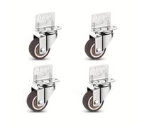 Ruote girevoli for montaggio laterale a forma di L da 4 pezzi, ruote girevoli in gomma morbida Ruote girevoli girevoli for carrello for i Valigia Armadio da cucina(L 4 Universal,2 inch)