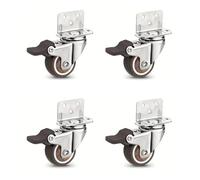 Ruote girevoli for montaggio laterale a forma di L da 4 pezzi, ruote girevoli in gomma morbida Ruote girevoli girevoli for carrello for i Valigia Armadio da cucina(L 4 Brake,1.0 Inch)