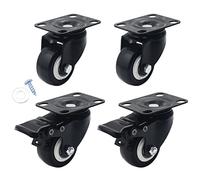 Ruote girevoli for servizio, Rotella mobile da 49 mm, Piastra girevole silenziosa for mobili, Carrello in poliuretano, Capacità di carico 200 kg, con viti, Confezione 4(Brake+universal)