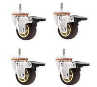Ruote Girevoli in Gomma da 4 Pezzi Φ38mm, con Rotelle per Mobili con Freno, Mute, per Carrello, Air Box Vite da 1,5 Pollici M6 Ruota Universale in Gomma con Freno Scaffale per Fiori Super Silenzioso