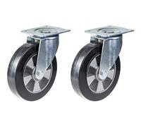 Ruote girevoli in gomma nera da 200 mm con portata di 700 kg, set da 2