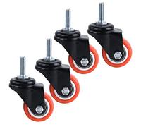 Ruote girevoli in poliuretano da 1,5 pollici, con doppio cuscinetto, for mobili, universali, girevoli a 360 gradi, con freni, asta filettata M8, rosse (freno) (Colore: Freno)(Swivel)