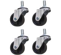 Ruote girevoli per mobili con Gambo filettato M8x15mm, Set di 4 Ruote girevoli per Sedia da scrivania, Sedia da Ufficio, Ruote di Ricambio in Gomma fusa