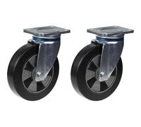 Ruote Girevoli Rote Nero In Gomma 200Mm 8" Resistenti Fino A 900Kg, Set Di 2