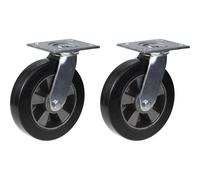 Ruote Girevoli Rote Nero In Gomma 200Mm 8" Resistenti Fino A 900Kg, Set Di 2