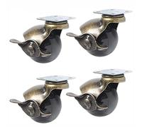 Ruote girevoli, Ruote girevoli a sfera antiche Ruote girevoli da 1,5/2 pollici con freno Nessun segno sul pavimento Rotazione a 360 gradi Capacità di carico totale 75 kg 4 pezzi (dimensioni : 1.5 poll