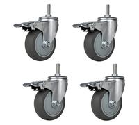 Ruote girevoli silenziose in gomma TPR M12 con filettatura da 3/4 pollici, for mobili, resistenti, 400 kg, con freno, for carrello, letto ospedaliero, trasporto industriale, 4 pezzi(100mm 4brake)