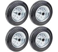 Ruote in gomma 200mm, mozzo in lamiera, 20mm 800kg, 4 unità