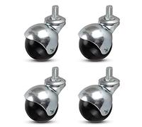 Ruote in Gomma, Ruote girevoli, 4 Ruote girevoli a Sfera, Ruote per mobili in Nylon con Stelo, Staffa zincata, silenziose, capacità 90 kg, con Barra filettata, per Divano, Sedia da Ufficio,