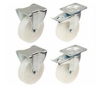 Ruote in nylon da 100 mm 4", ruote pesanti, fisse e frenate 150 kg ciascuna -...