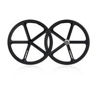 Ruote Mag 700C Nere A 5 Raggi Per Bici A Scatto Fisso Freni A V Ruote Anteriori E Posteriori Da 120 Mm Per Pneumatici 700 * 23-28C(Pair of Wheels)