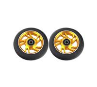 Ruote Monopattino Freestyle,Rruote Monopattino Ele Ruote da 100mm for monopattino freestyle da 2 pezzi con nucleo in lega PU resistente all'usura cuscinetti ABEC-9 ruote da skiroll 88A (Color : Gold