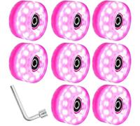 Ruote Pattini In Linea Pattini a rotelle a doppia fila a sei luci con flash elevato, ruote lucenti, pattini for ghiaccio secco, ruote lucide, ruote for pattinaggio su ghiaccio(Pink light x 8pcs)