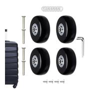 Ruote per bagagli mute - 4 ruote silenziose in gomma resistenti all'usura con viti | per bagagli da viaggio, ruote per bagagli mute | 4 ruote silenziose in gomma resistente, 50*18, Se