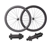 Ruote per Bici da Strada in Fibra di Carbonio Sistema A Cricchetto 36T Ruote Tubeless Ready E Clincher da 45 mm HG Set di Ruote con Perno Passante 700C E Freno A Disco (Mozzo Grigio)