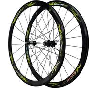 Ruote per Bicicletta 700C, Set di Ruote per Bici da Strada con Freno, Lega di Alluminio, Albero Piatto da 40 mm, 4 Cuscinetti
