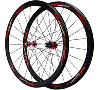 Ruote per Bicicletta 700C, Set di Ruote per Bici da Strada con Freno, Lega di Alluminio, Albero Piatto da 40 mm, 4 Cuscinetti