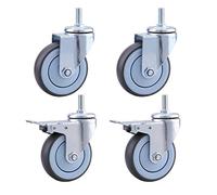 GArcan Ruote per carichi Pesanti con Filettatura M12 Ruote silenziose in Gomma 3''/4''/5 Pollici 300-400Kg Ruote per Trasporto Industriale con Freno Carrello Girevole Universale Ruote per mobili 4