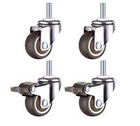 Ruote per Carrello 38mm TPR M8, 88KG Ruote per mobili, Ruota Girevole con Perno Filettato Pesanti, Rotelline per mobiletti, Diametro filettato: 8 mm, lunghezza 20 mm, 2 con freni + 2 senza freni