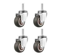 Ruote Per Carrello 4 pezzi Ruote for mobili Ruote in gomma silenziosa Puleggia a rulli Ruota a vite Ruota universale M6 M8 M10 Componente domestico cuscinetto(No Brake,1.5 inch)