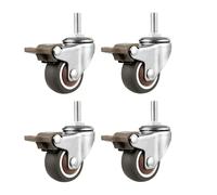 Ruote Per Carrello 4 pezzi Ruote for mobili Ruote in gomma silenziosa Puleggia a rulli Ruota a vite Ruota universale M6 M8 M10 Componente domestico cuscinetto(With Brake,1.5 inch)