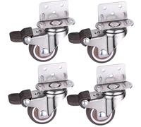 Ruote Per Carrello 4 ruote for letto, mobili pesanti, rulli di spostamento, carichi pesanti, ruote girevoli silenziose in gomma morbida con freno cuscinetto(4pcs wheels brake,1inch)