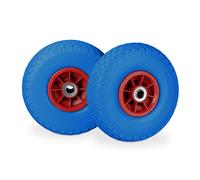 Relaxdays, Blu-Rosso 2X Ruote per Carriola, in Gomma Antipanne, 3.00-4", ASSE 20