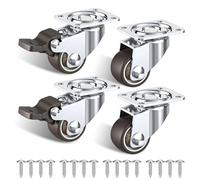 Ruote per Mobili - 25mm Ruote per Carrello Silenziose - TPR Rotelle per Mobili Capacità Totale 40KG Set di 4 (2 con Freni e 2 Senza)