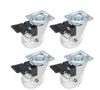 Ruote per Mobili 4 pezzi da 2 pollici con rotelle in Pu trasparente universale in cristallo ruota senza rumore piccolo carrello industriale for sedie ufficio strumento(4pcs with Brake)