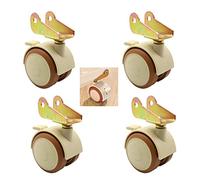ruote per mobili, Caster Wheels,Wheels 2 Inch Child Crib Caster in Rubber Swivel Cot Castors 4pcs Furniture Wheel with Brake, Crib Wheel Accessories,Load 80kg,Double Wheel,Silent,with Metal Flip Brack