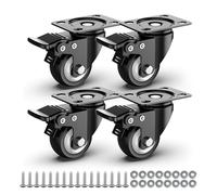 Ruote per Mobili da 50mm per Piattaforme Ruote per Carrello con Freno di Sicurezza Rotelline Girevoli Capacità Totale 250KG (Set di 4)